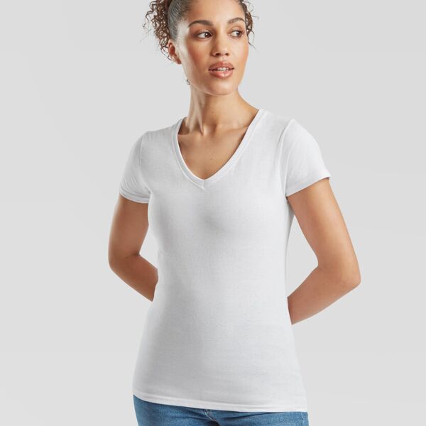 SS047mg - Lady-fit valueweight v-neck tee Thumbnail