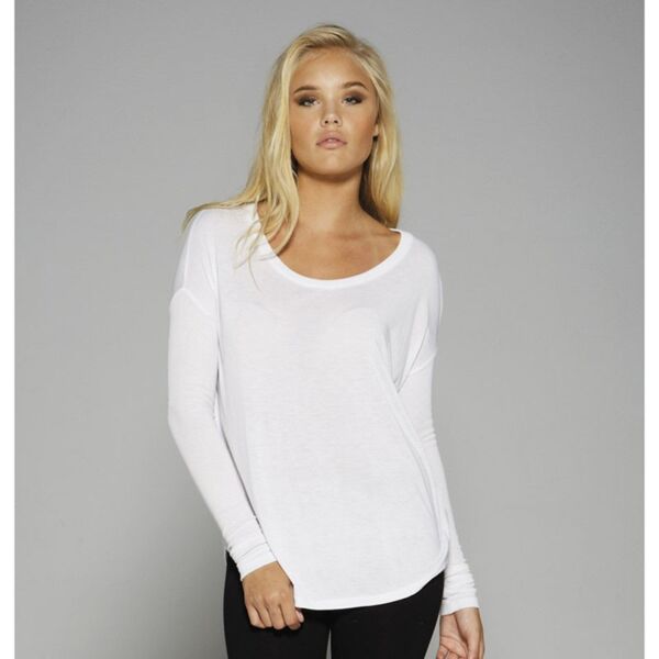 Flowy long sleeve t-shirt with 2x1 sleeves Thumbnail