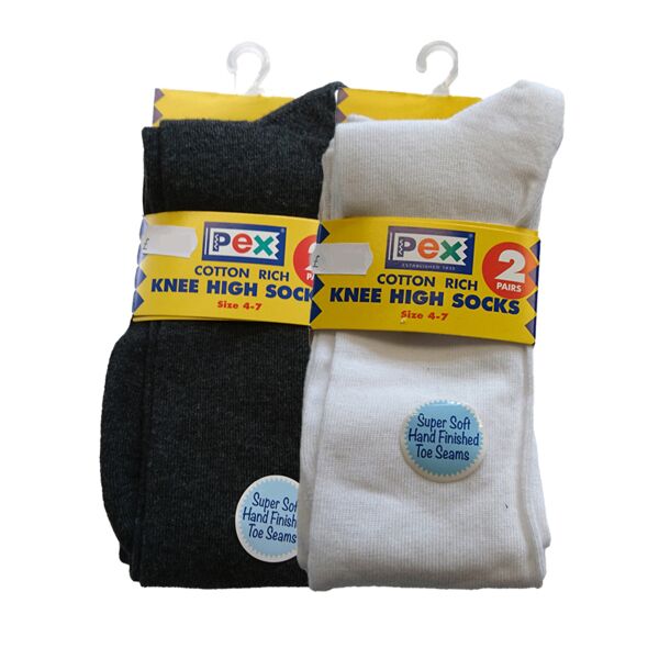 KNEE HIGH SOCKS WHT CHAR Thumbnail